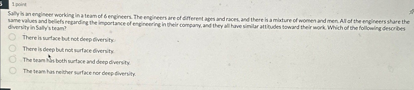  1 point Sally is an engineer working in a team of