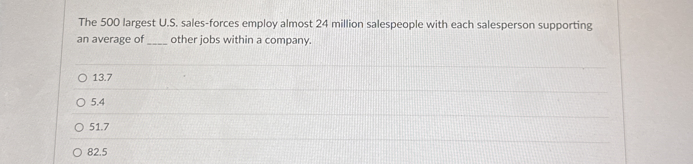  The 500 largest U.S. sales-forces employ almost 24 million salespeople with