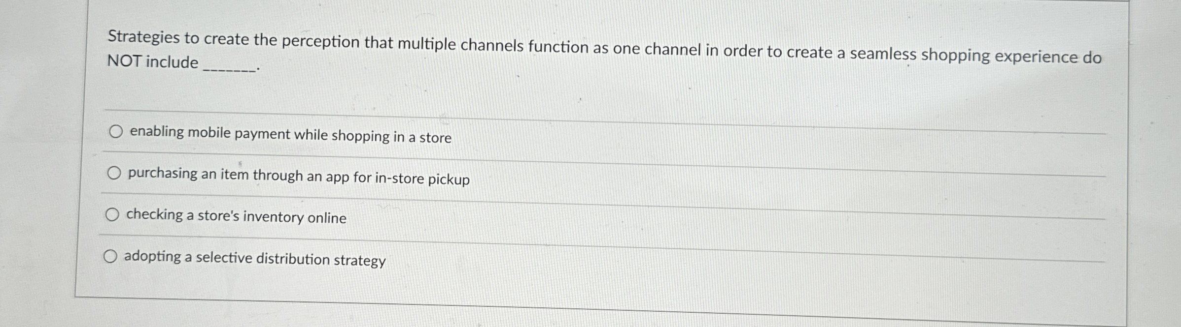  Strategies to create the perception that multiple channels function as one