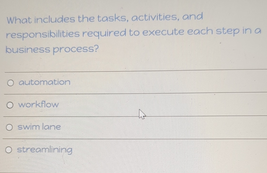  What includes the tasks, activities, and responsibilities required to execute each