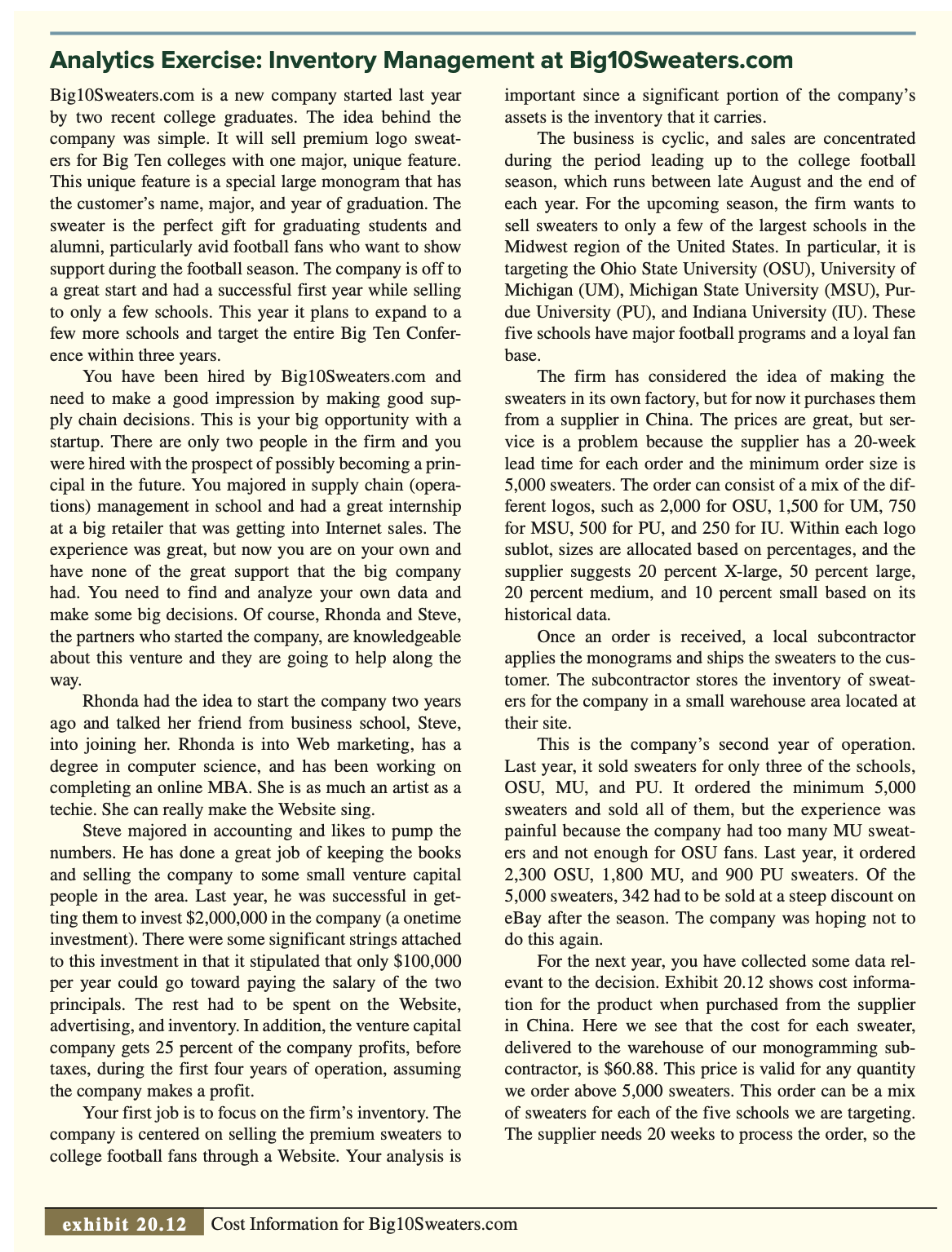 Can someone please help, please answer the question Thank You Analytics Exercise: