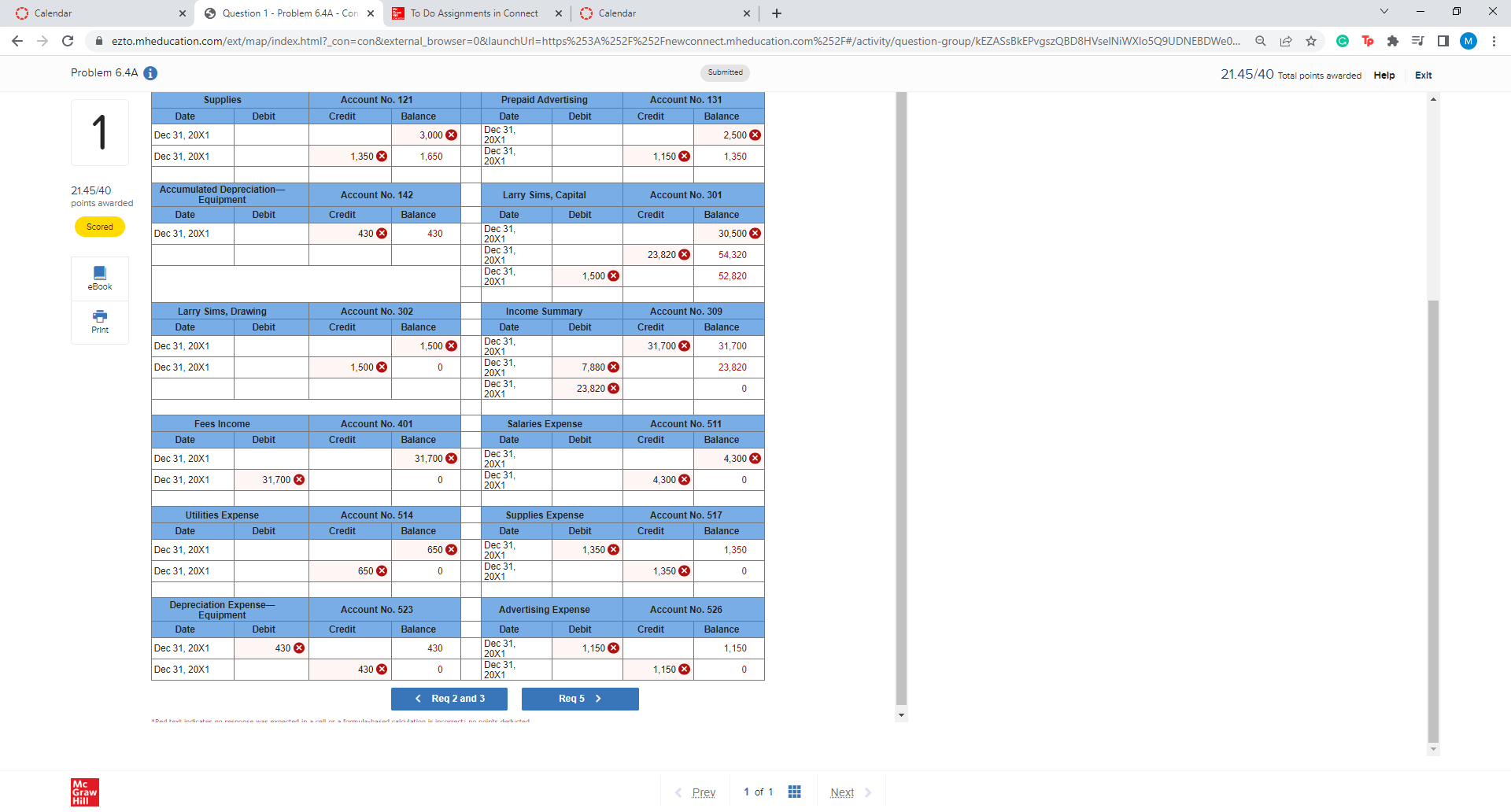 2 GTASIM Problem 6.4A i Submitted 21.45/40 Total points awarded Help Exit
