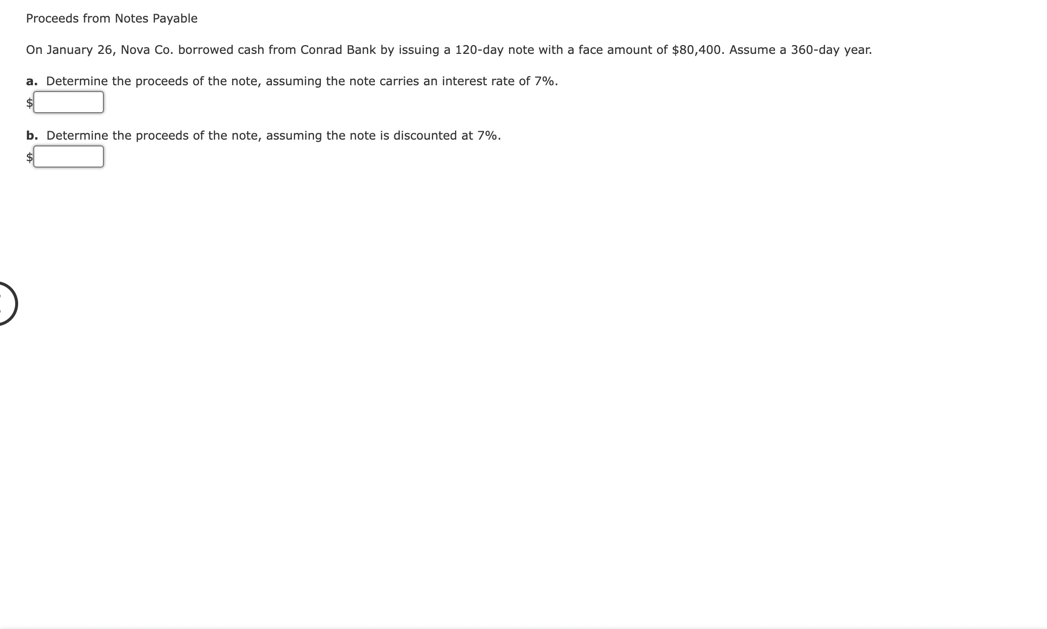 U Proceeds from Notes Payable On January 26, Nova Co. borrowed