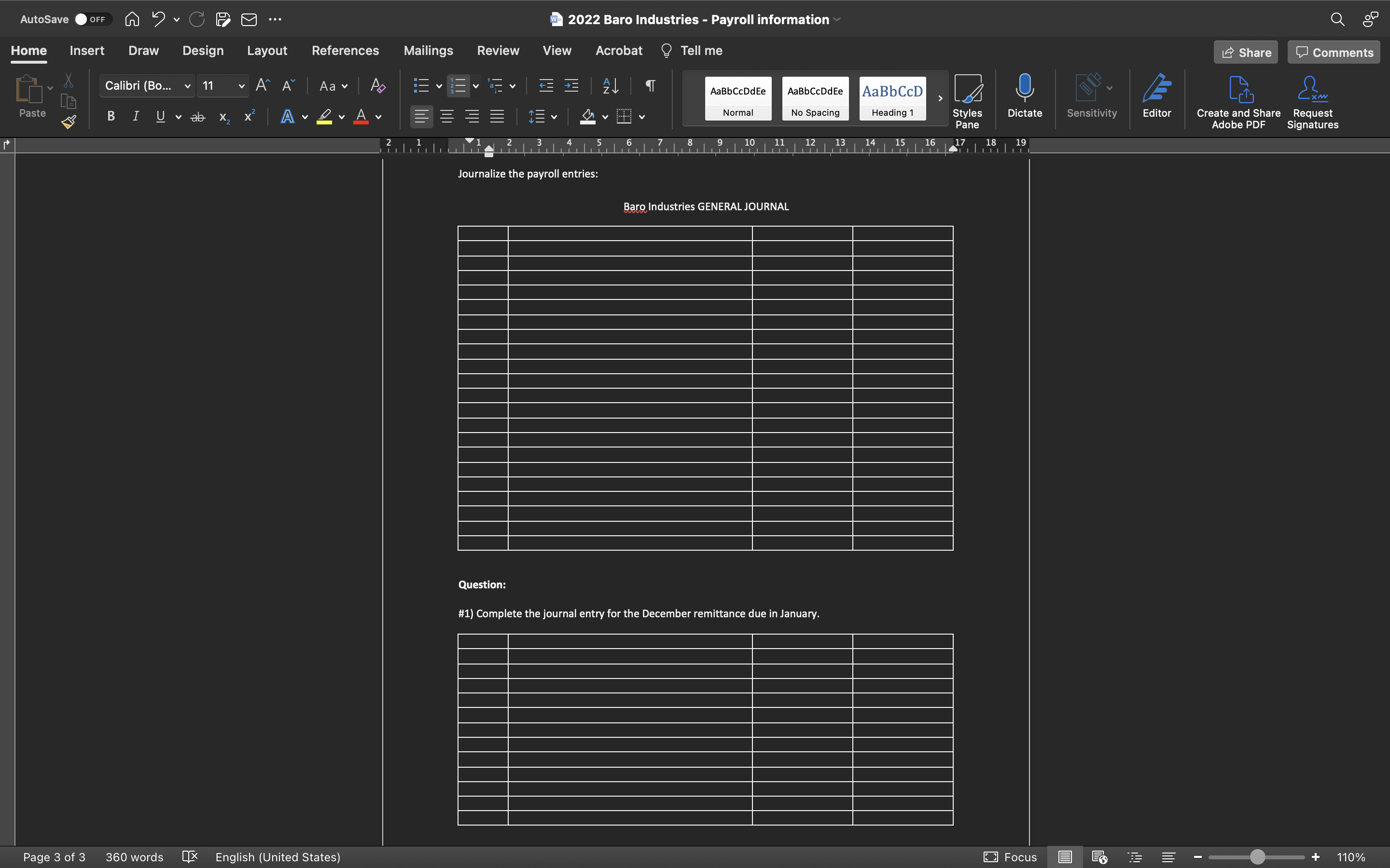 View Acrobat ? Tell me Share Comments Calibri (Bo... 11 AA Aa