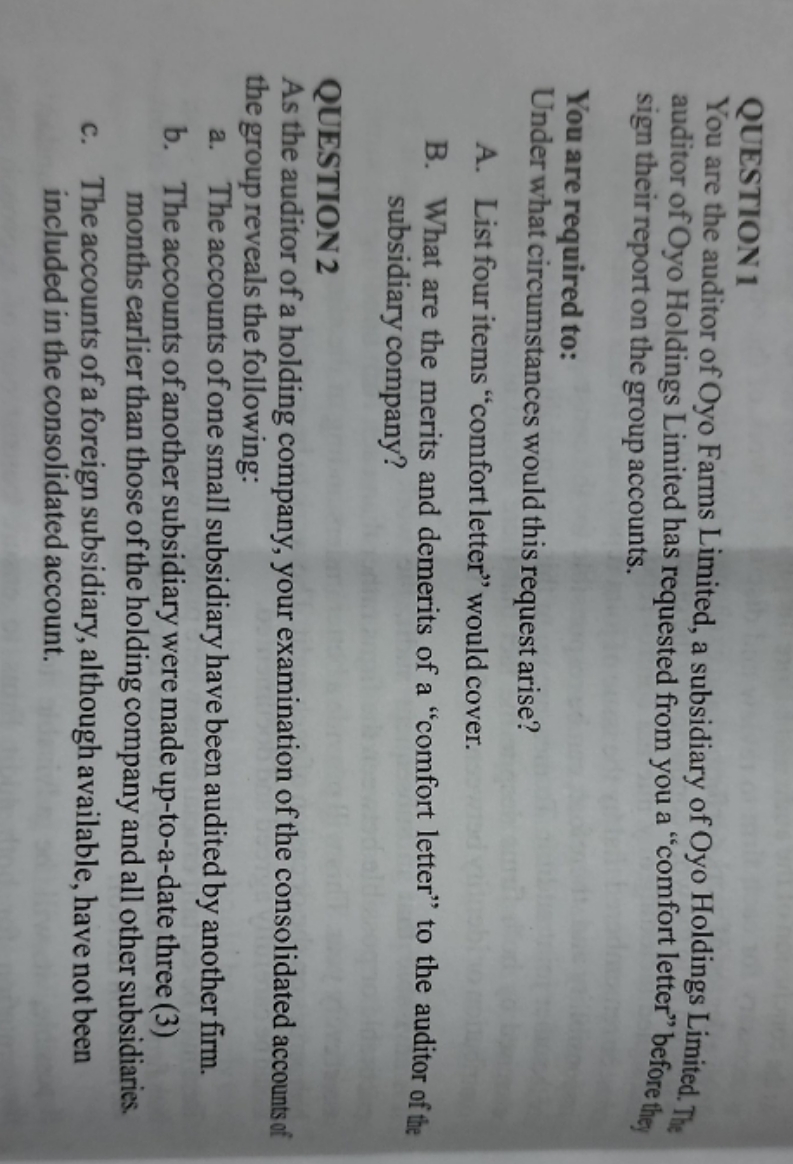 Help me this audit question QUESTION 1 You are the auditor of