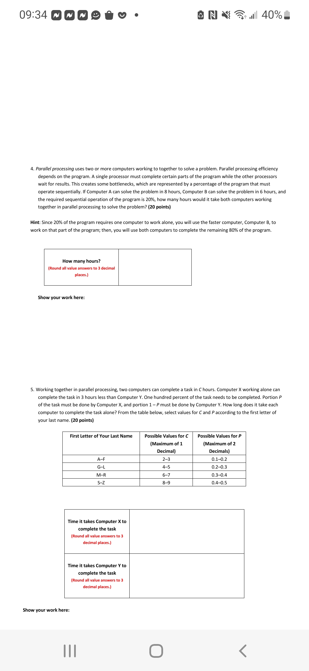 20 Total 100 MATH133 - Unit 3 Individual Project NAME (Required): Assignment