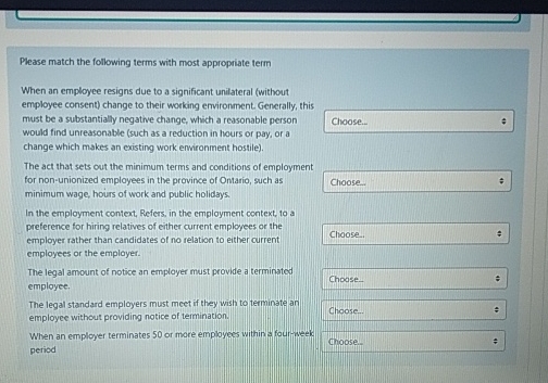 Please match the following terms with most appropriate term When an