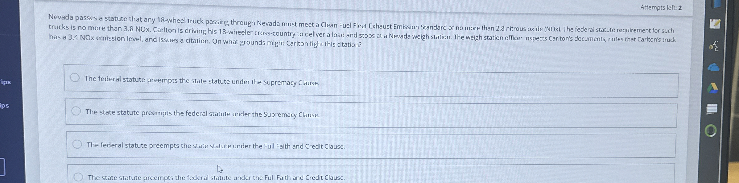  Attempts left: 2 has a 3.4 NOx emission level, and issues