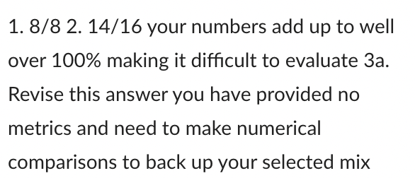 not sure what he means by I have provided no metrics and