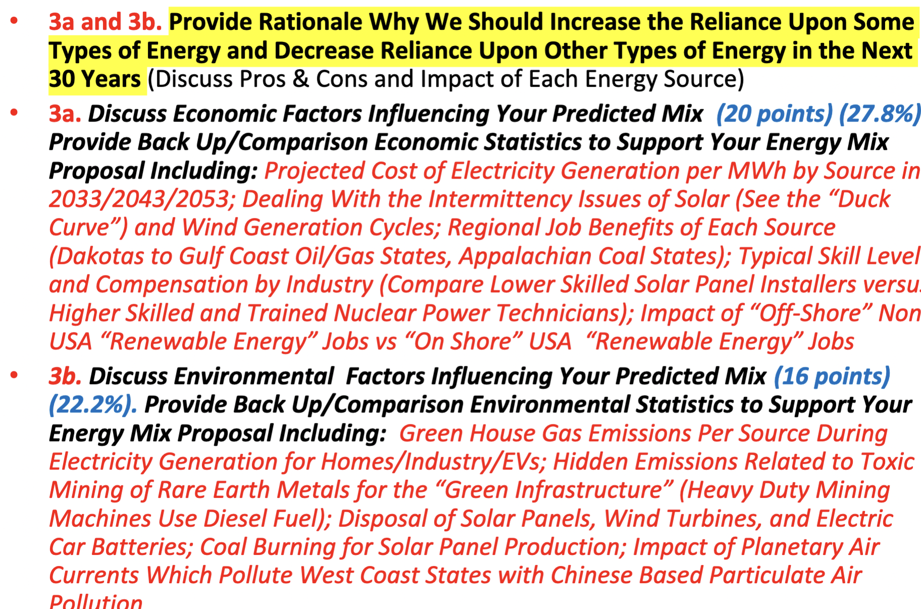 Determine the Optimal Future Energy \% Usage Mix by Category (Fossil Fuels