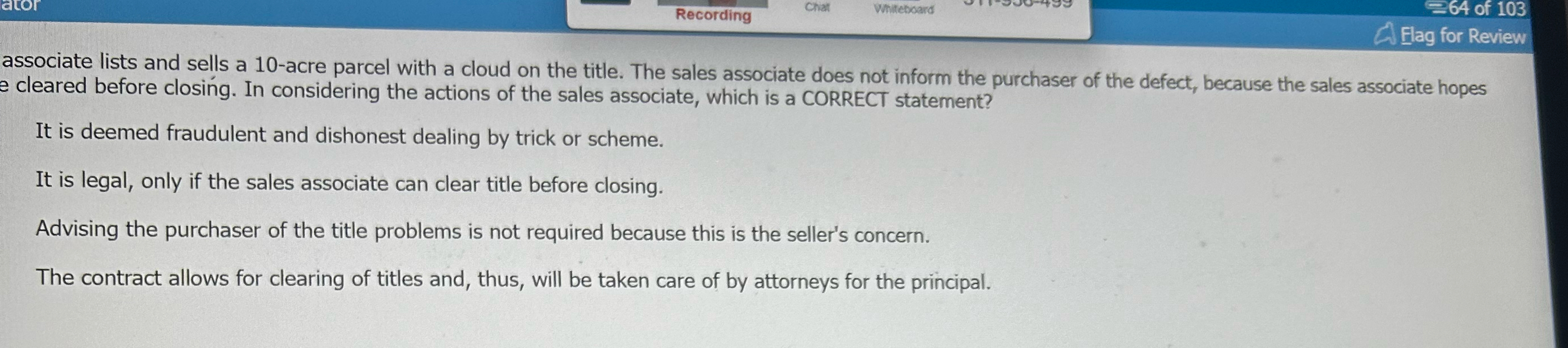  associate lists and sells a 10-acre parcel with a cloud on