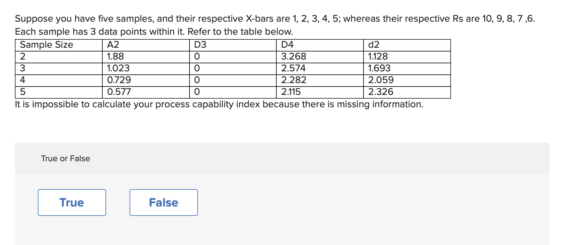  Suppose you have five samples, and their respective x-bars are 1,2,3,4,5;