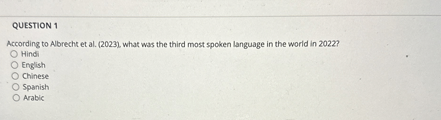  QUESTION 1 According to Albrecht et al.(2023), what was the third