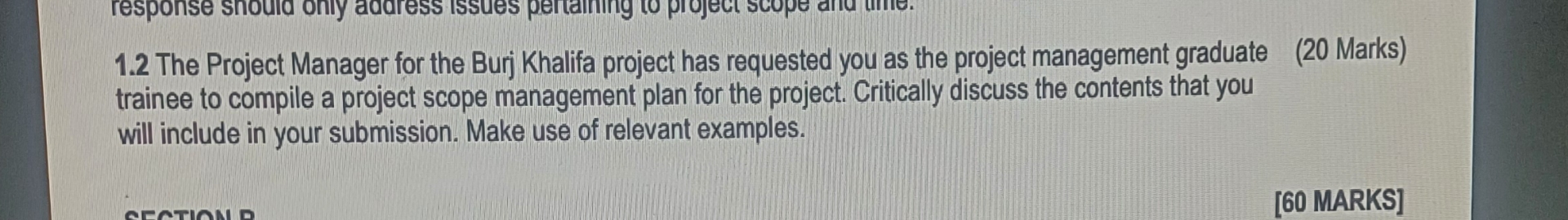  1.2 The Project Manager for the Burj Khalifa project has requested