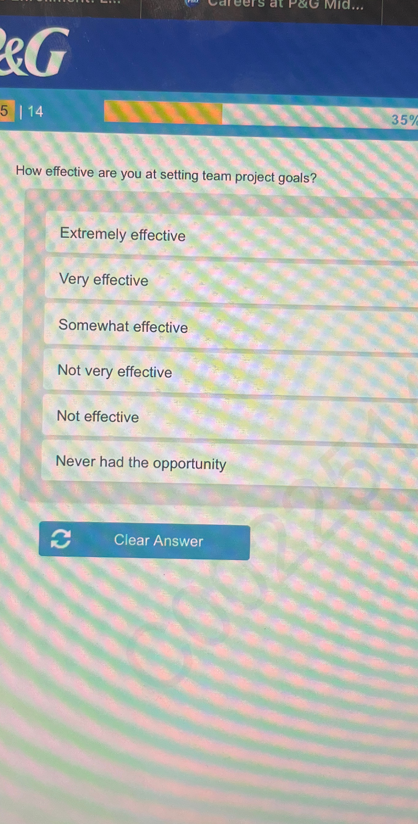  5|14 35% How effective are you at setting team project goals?
