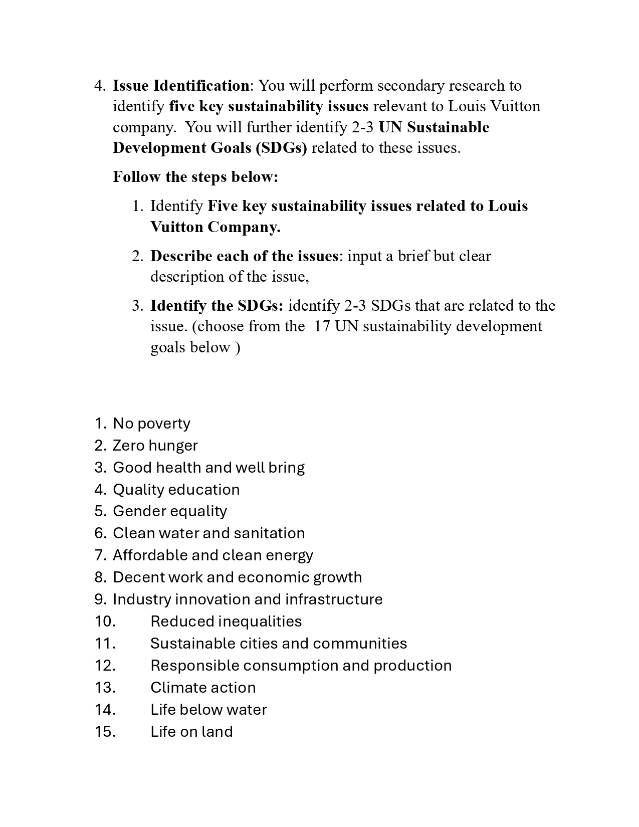  Issue Identification: You will perform secondary research to identify five key