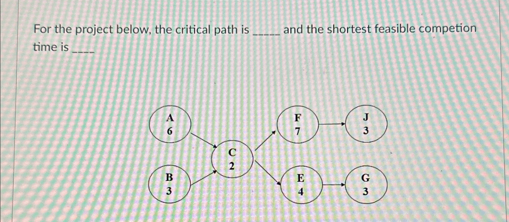  For the project below, the critical path is q, and the