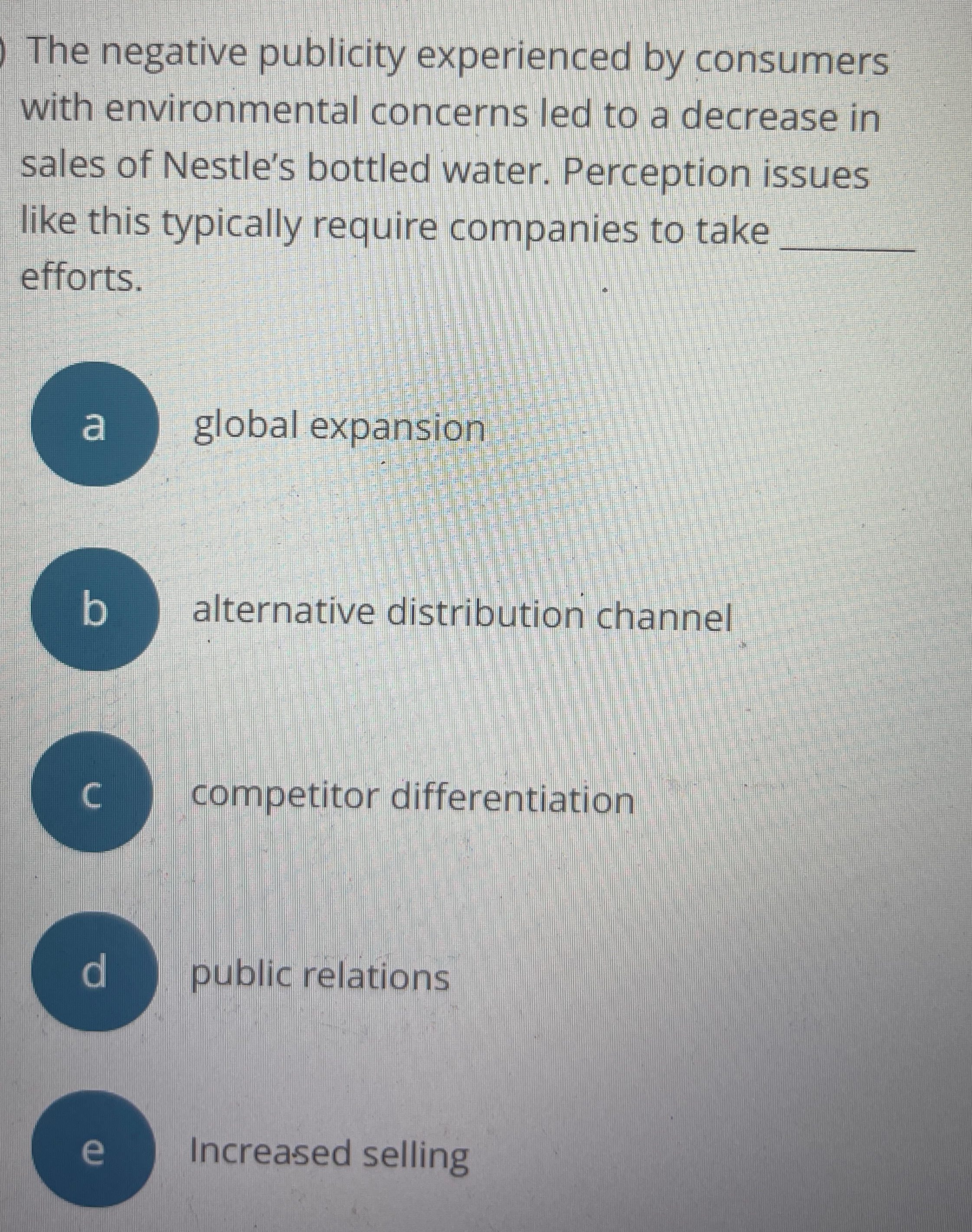  The negative publicity experienced by consumers with environmental concerns led to