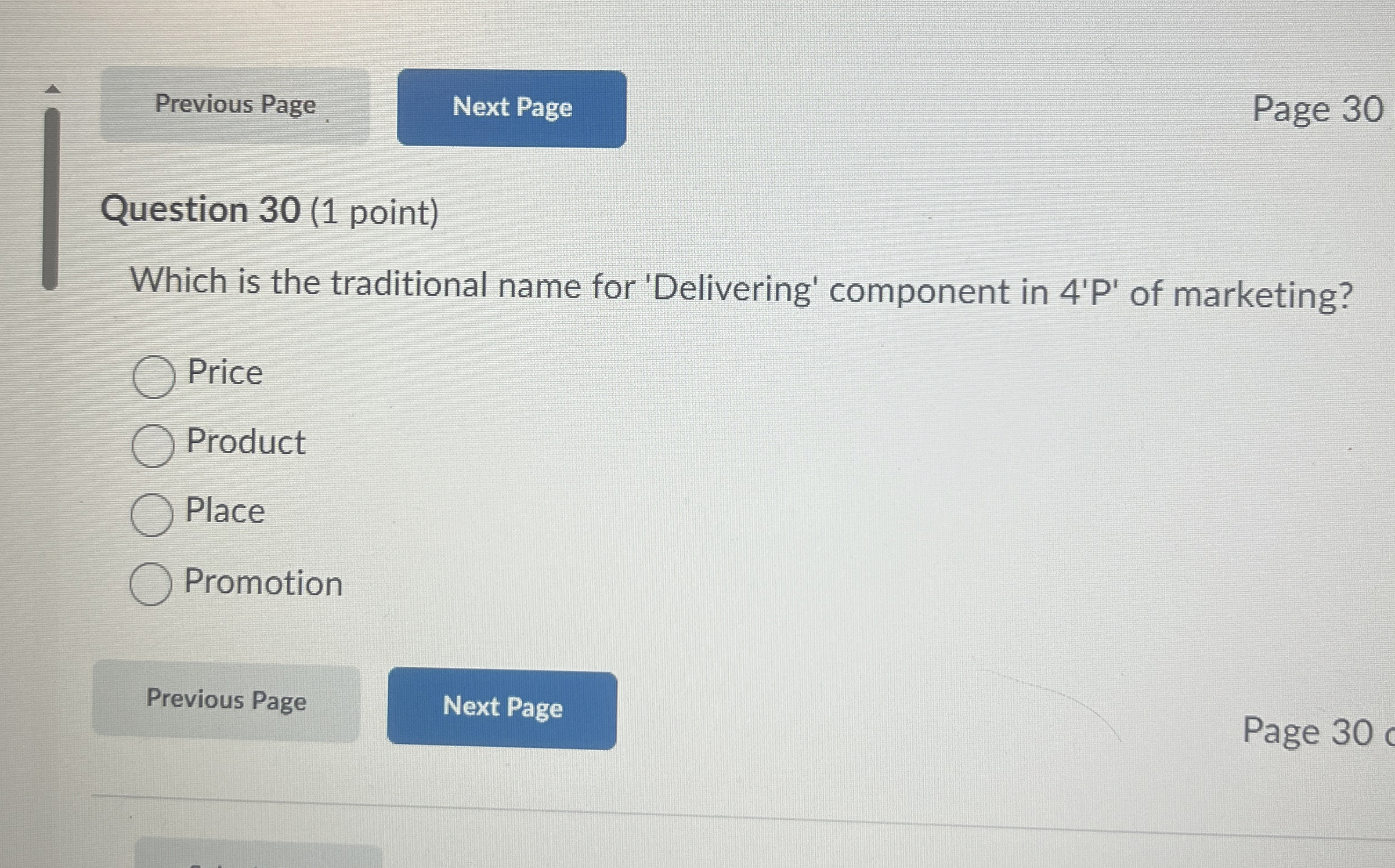  Previous Page Page 30 Question 30(1 point) Which is the traditional