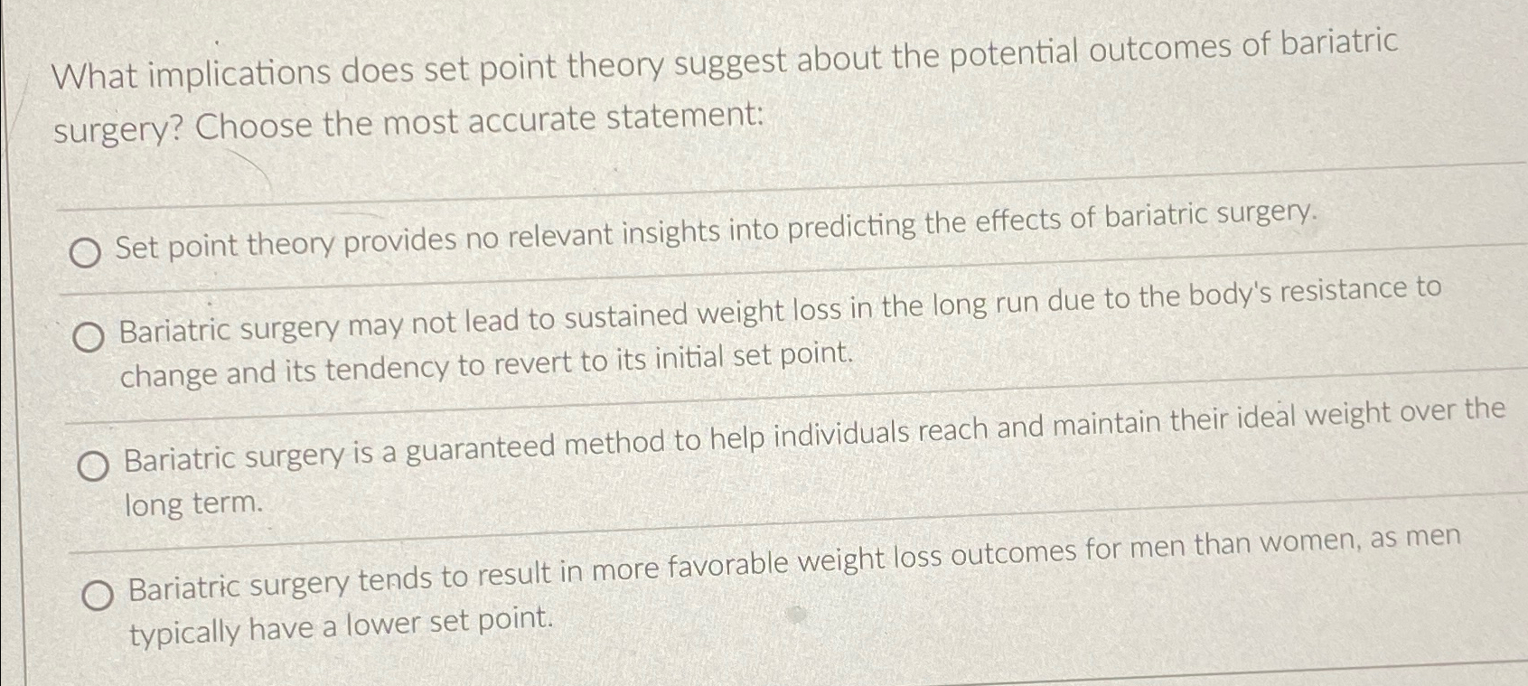  What implications does set point theory suggest about the potential outcomes