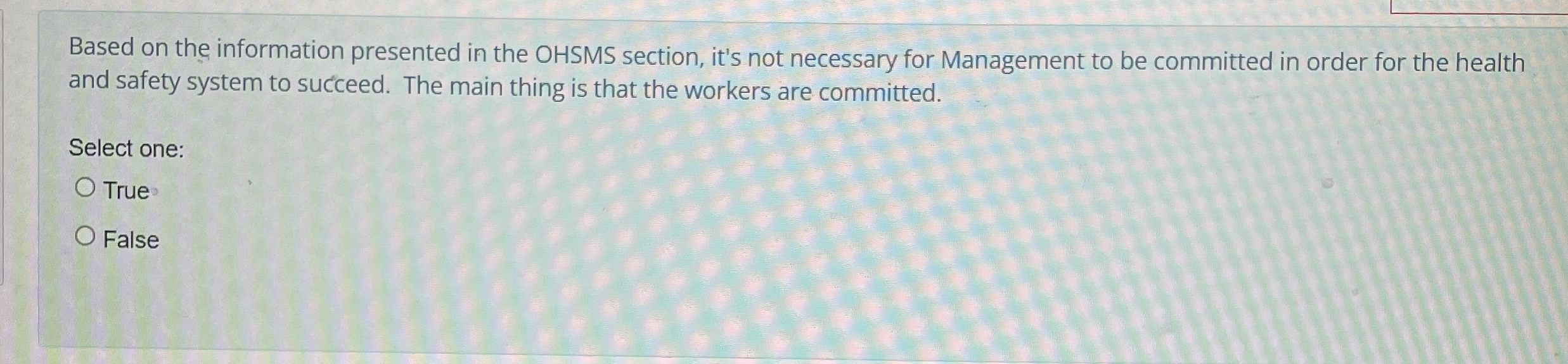  Based on the information presented in the OHSMS section, it's not