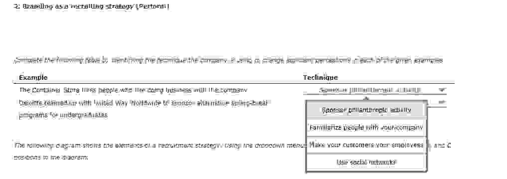  2. Branding as a recruiting strategy (Perform) Complete the following table