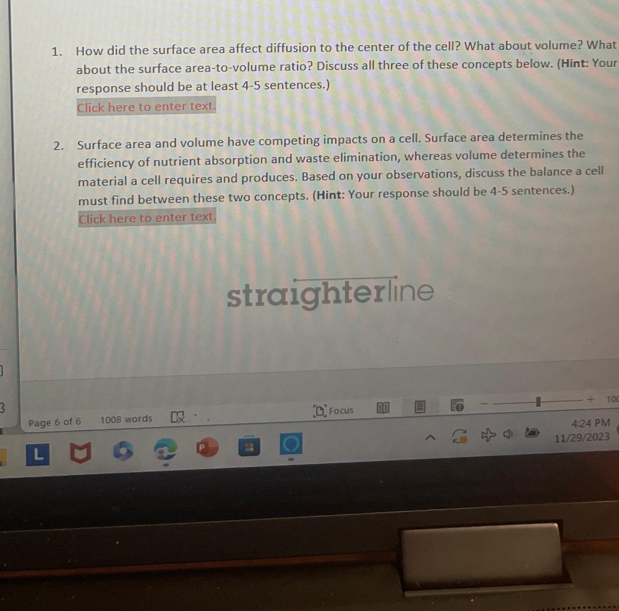  How did the surface area affect diffusion to the center of