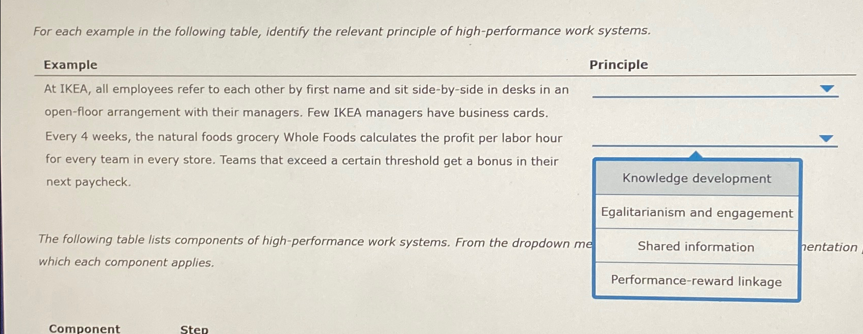  For each example in the following table, identify the relevant principle