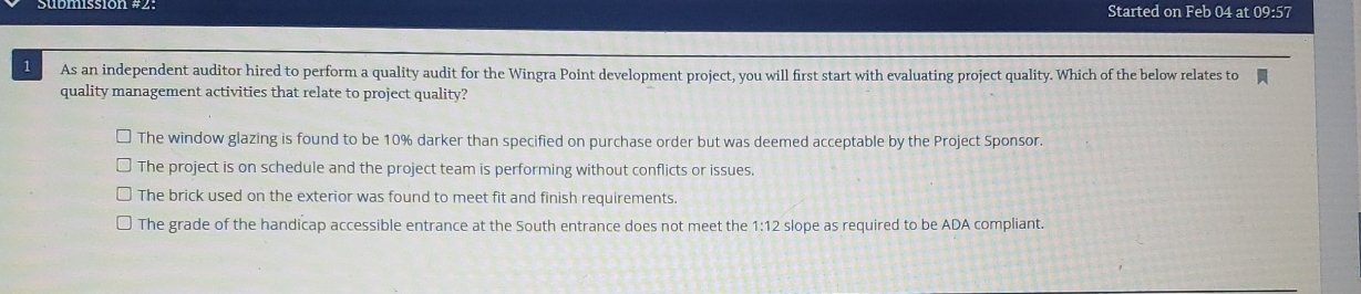  Started on Feb 04 at 09:57 quality management activities that relate