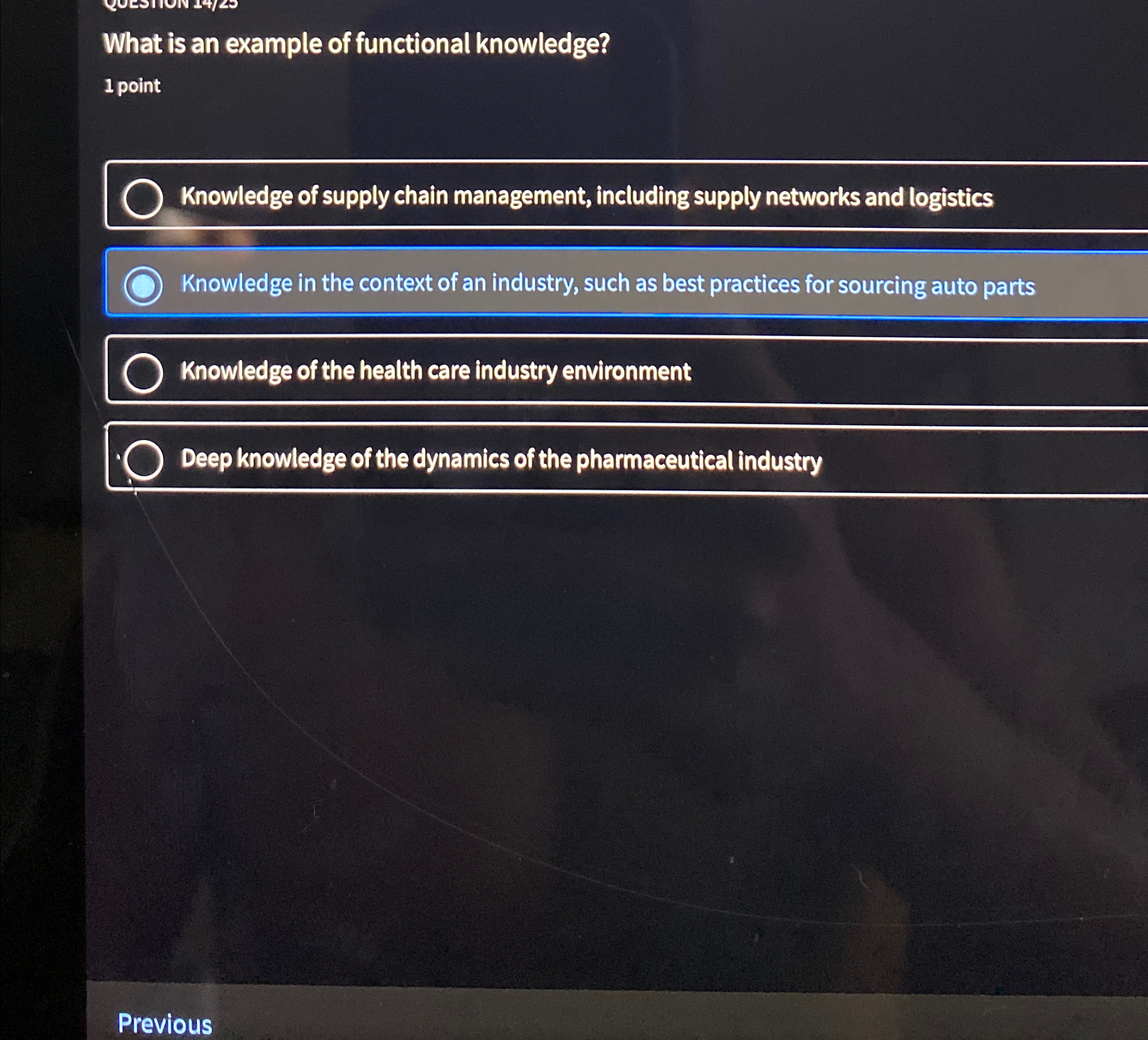  What is an example of functional knowledge? 1 point Knowledge of