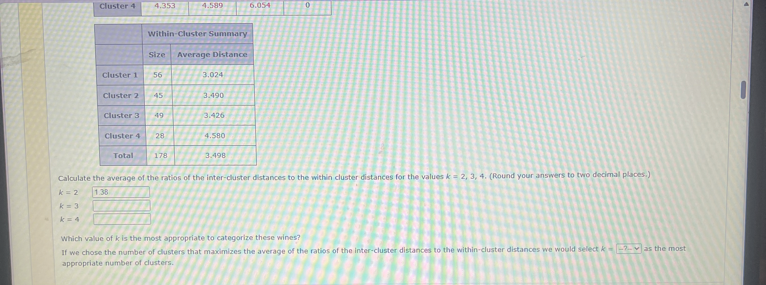  This problem does not require the use of data mining software
