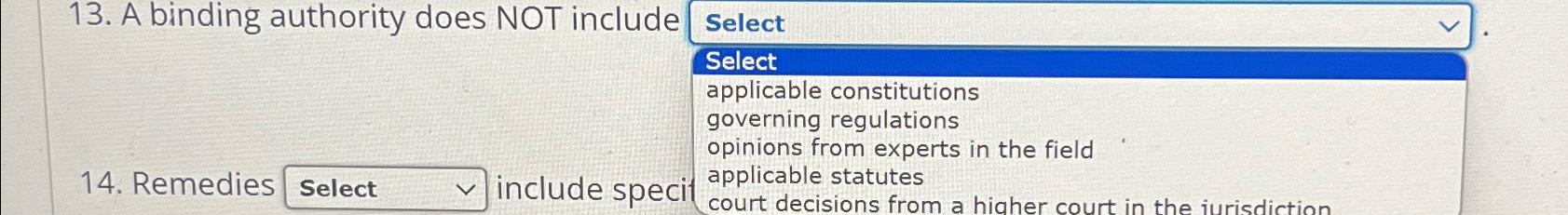  A binding authority does NOT include Select Select applicable constitutions governing