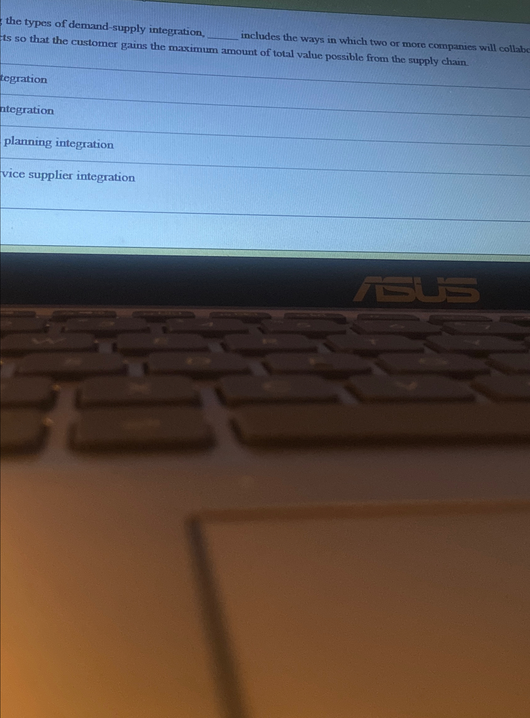  the types of demand-supply integration, includes the ways in which two