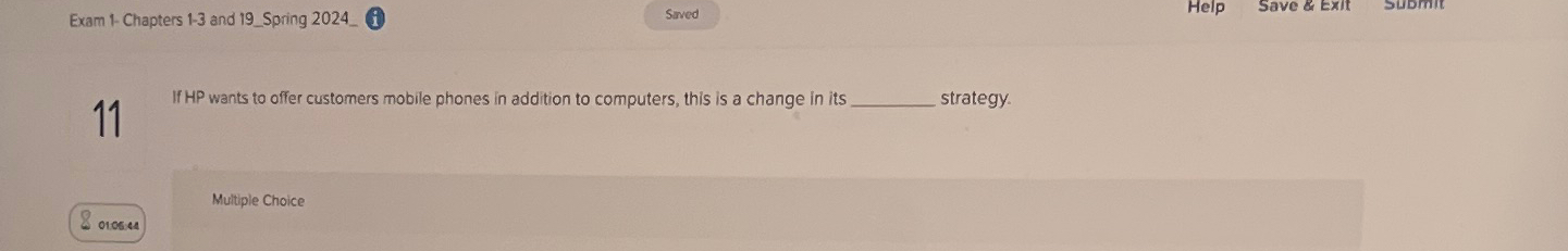  Exam 1-Chapters 1-3 and 19_Spring 2024_(i) 11 If HP wants to