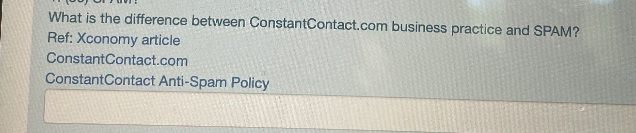  What is the difference between ConstantContact.com business practice and SPAM? Ref:
