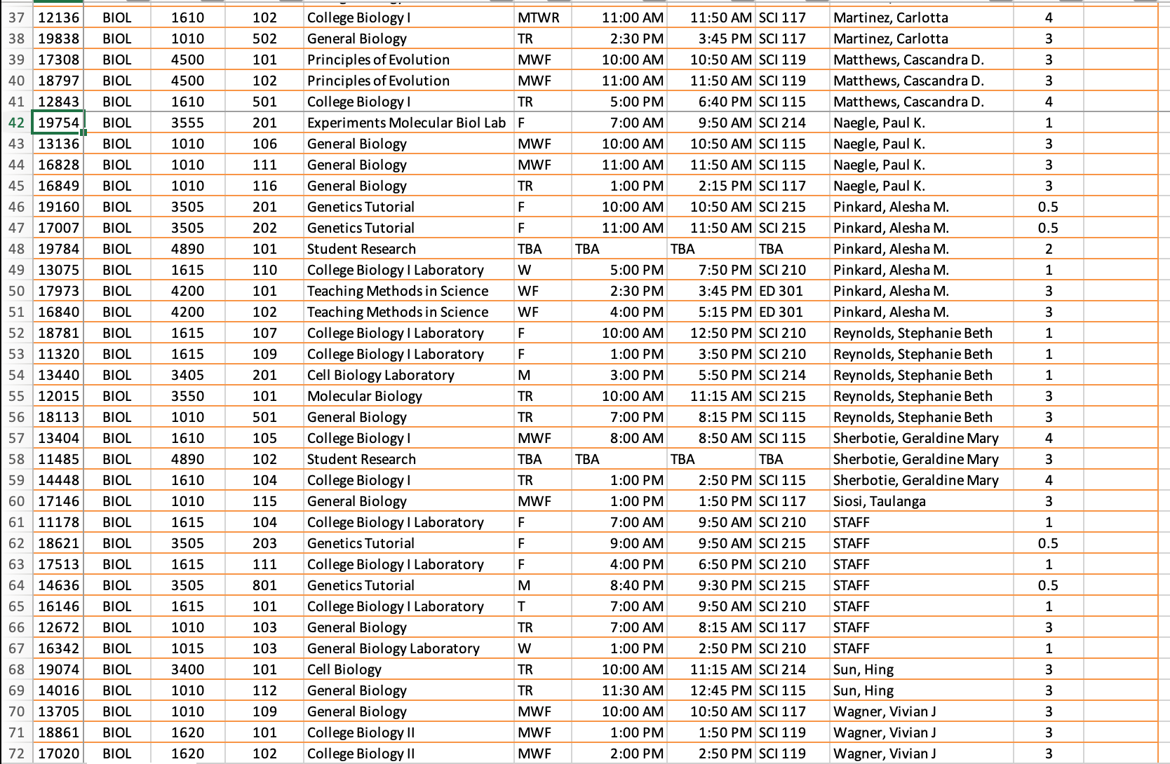 function in the column "Capacity" that looks up the room number, compares