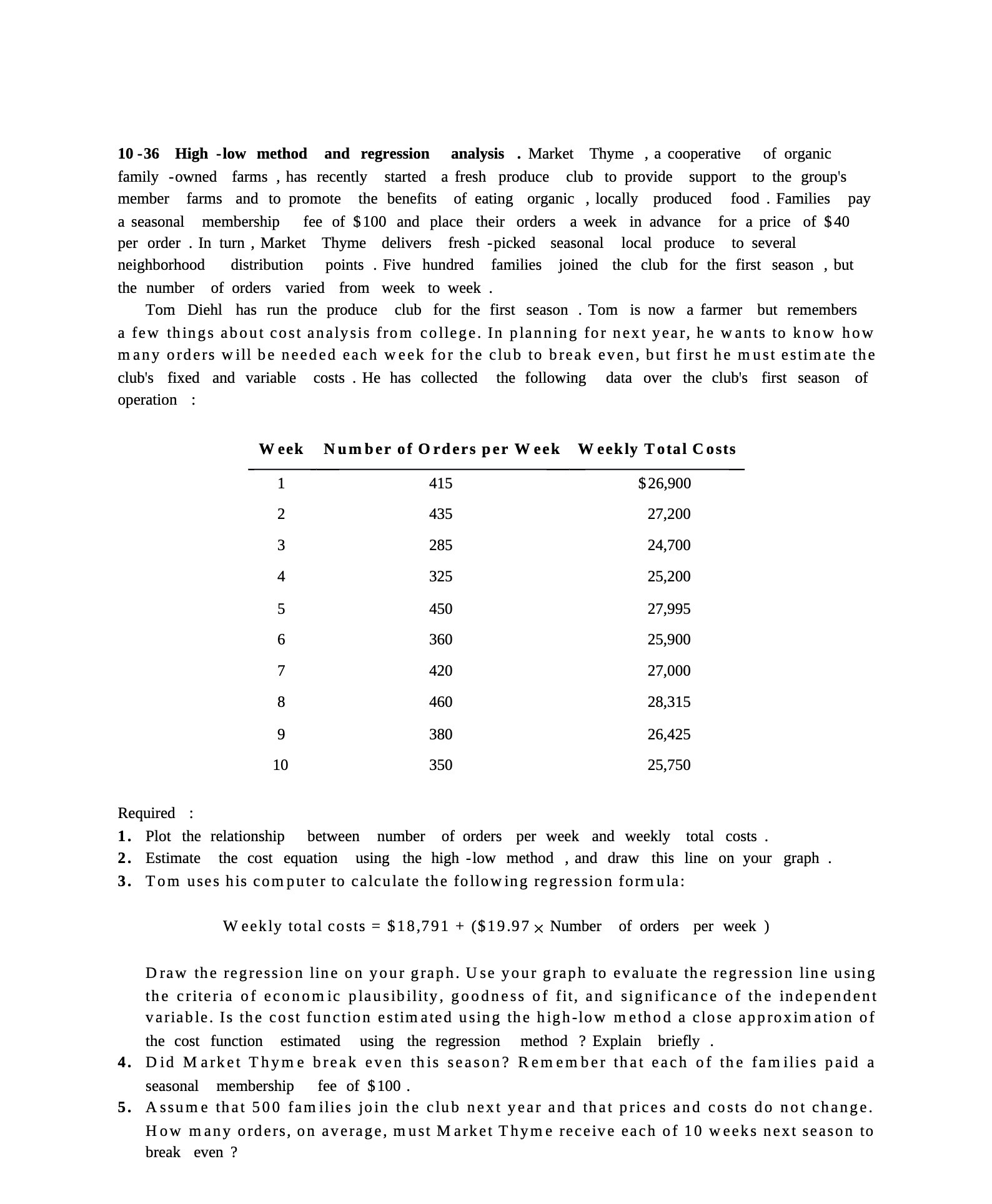  10 36 High -low method and regression analysis . Market Thyme