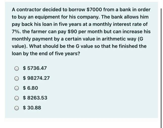 Explain clearly A contractor decided to borrowr $?000 from a bank in