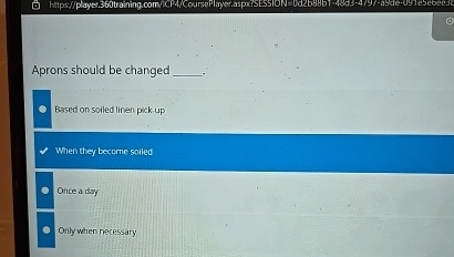  Aprons should be changed q, Based on soiled linn pick up