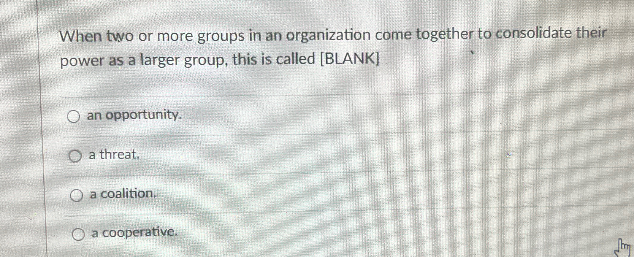  When two or more groups in an organization come together to