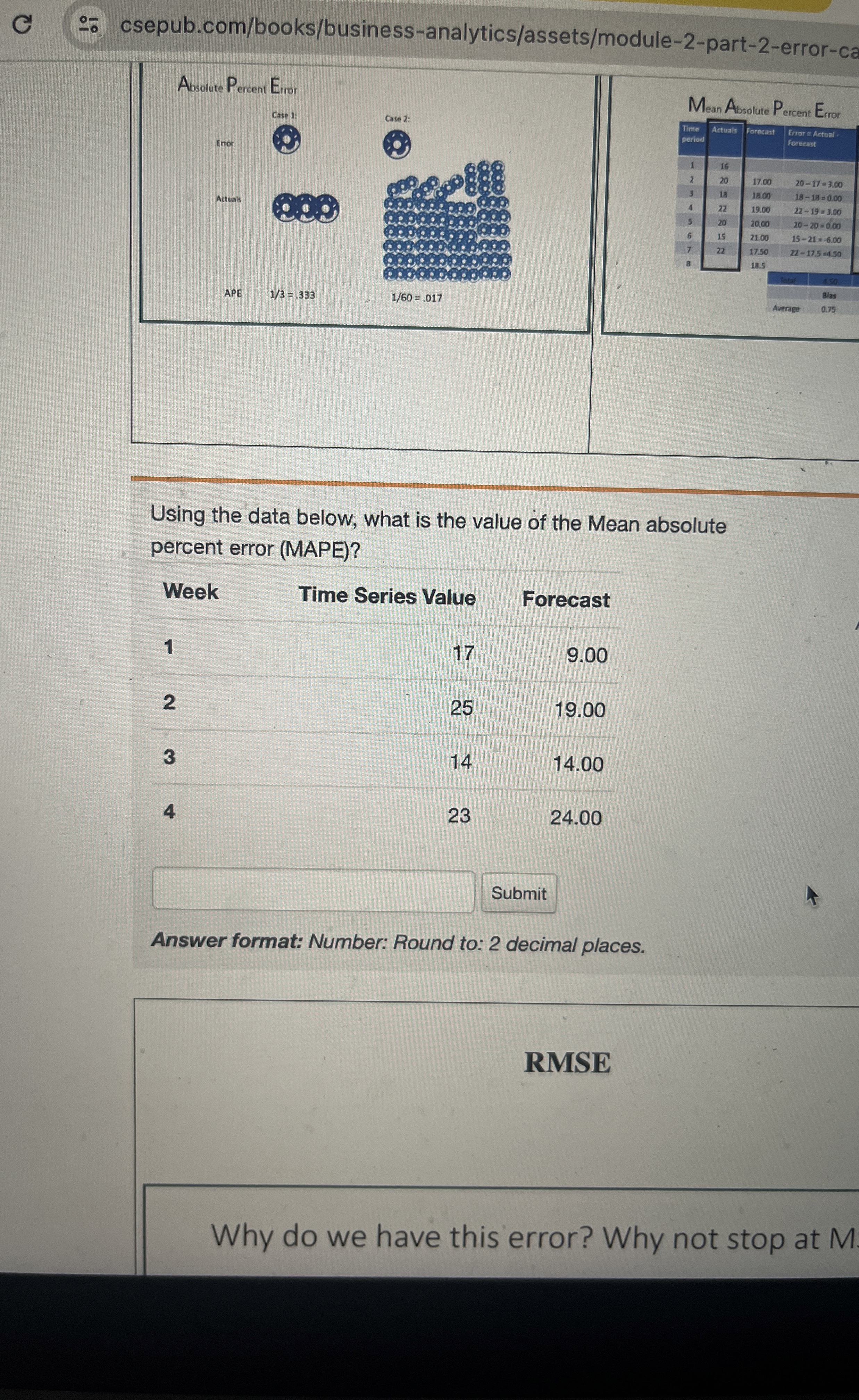  C csepub.com/books/business-analytics/assets/module-2-part-2-error-ca Using the data below, what is the value of