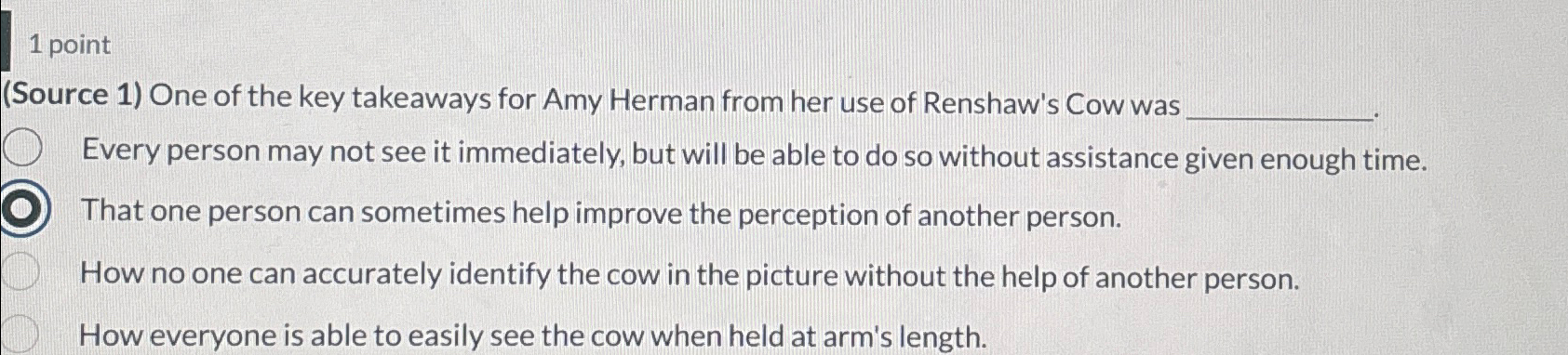  1 point (Source 1) One of the key takeaways for Amy