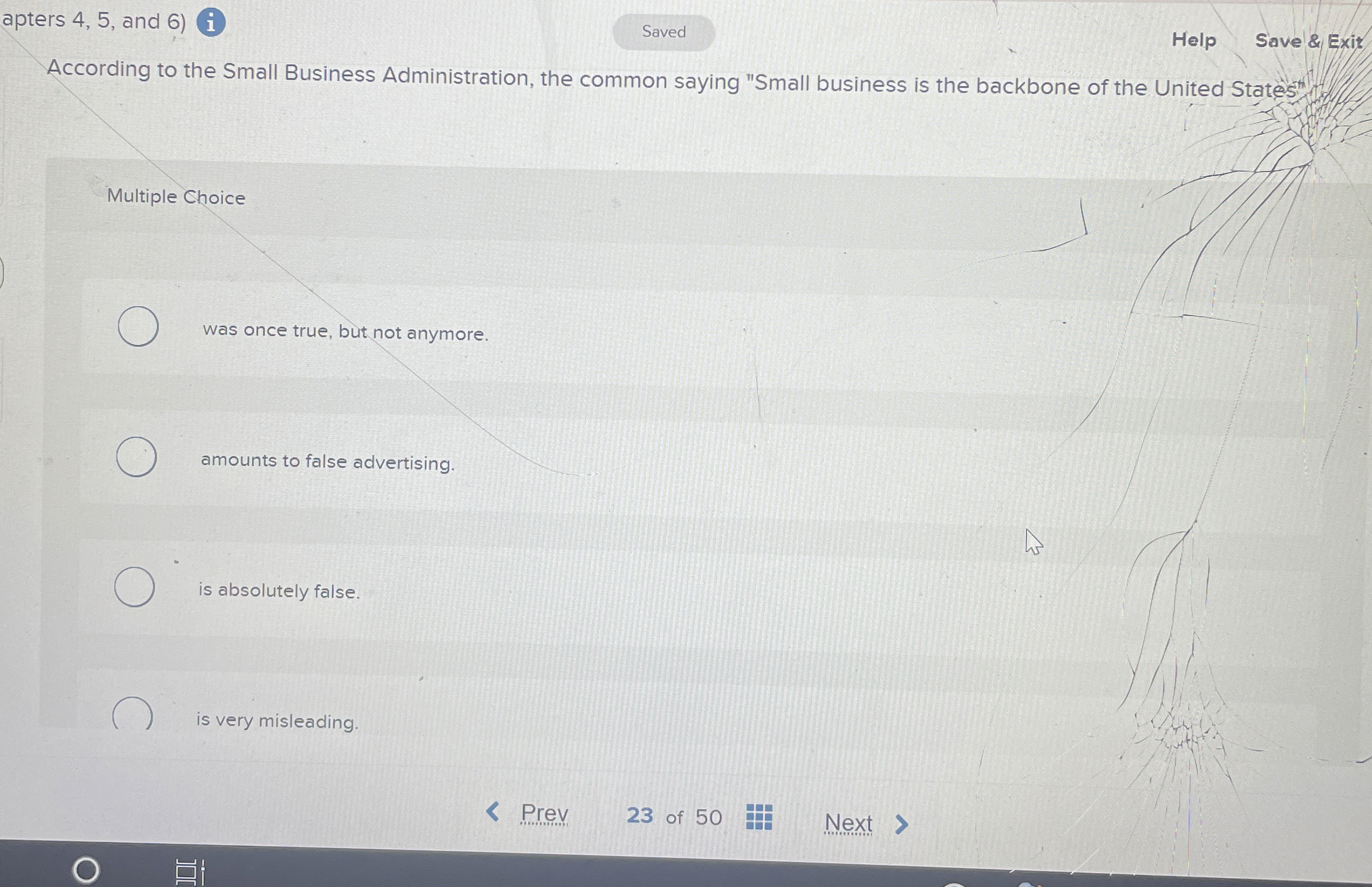  apters 4,5, and 6 i Help Save & Exit According to