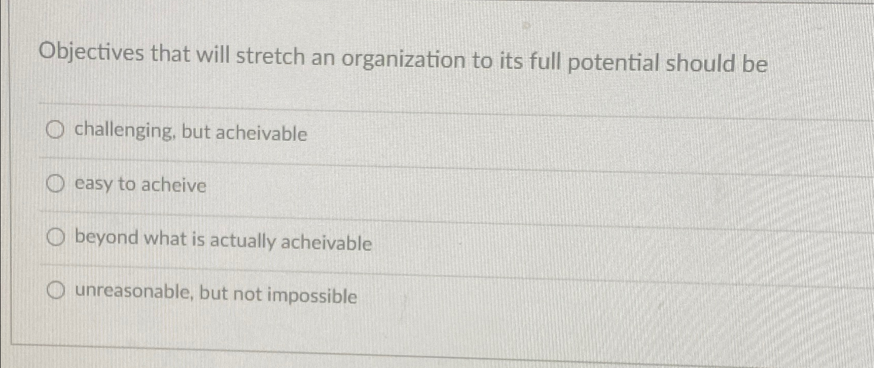  Objectives that will stretch an organization to its full potential should