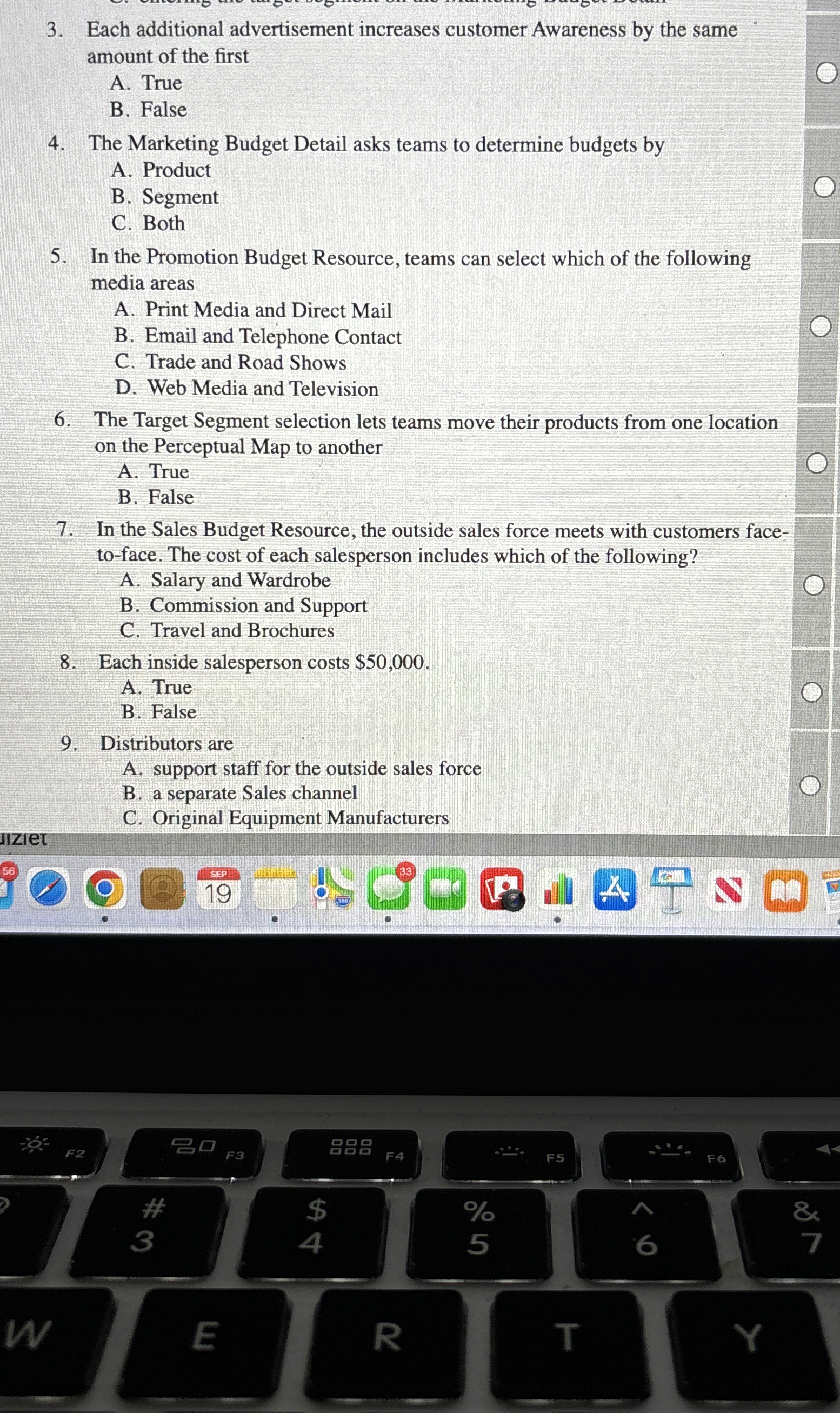  Each additional advertisement increases customer Awareness by the same amount of