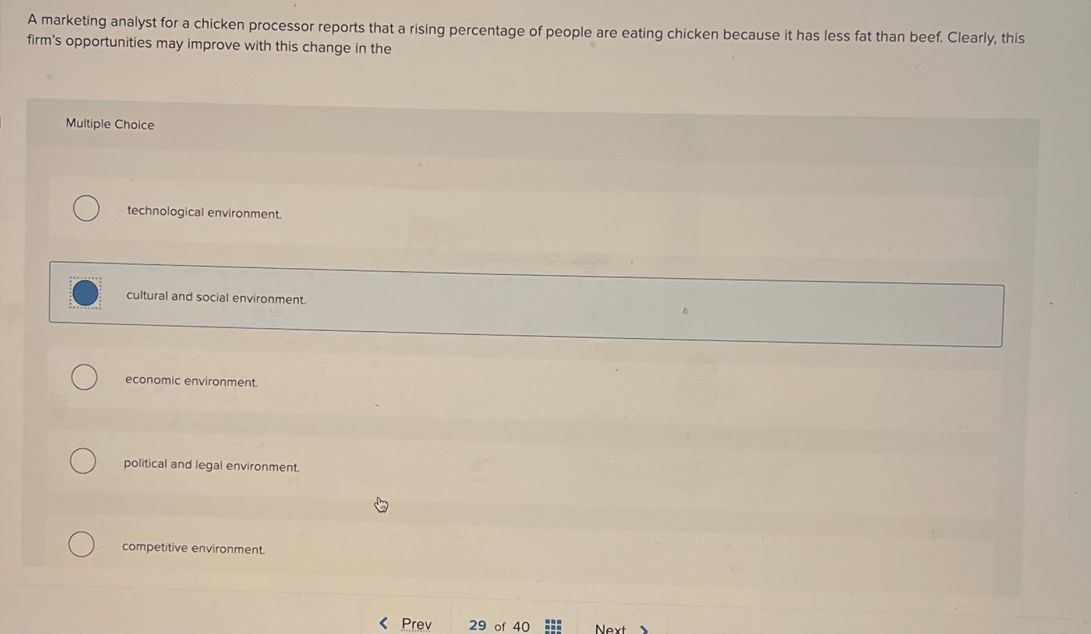  A marketing analyst for a chicken processor reports that a rising