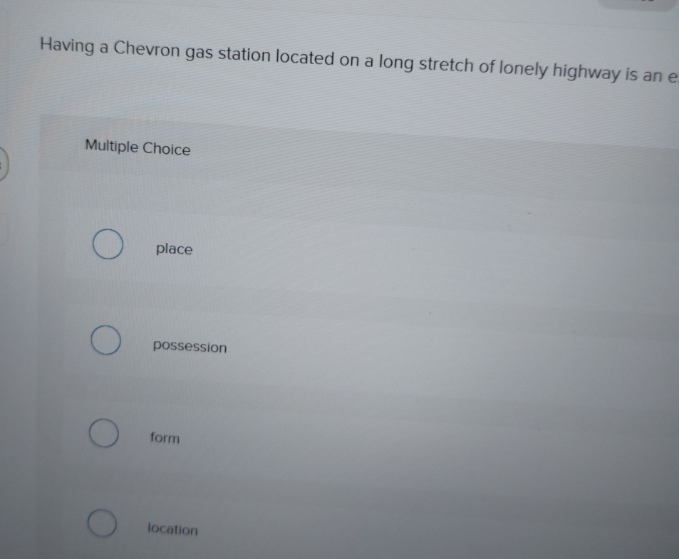  Having a Chevron gas station located on a long stretch of