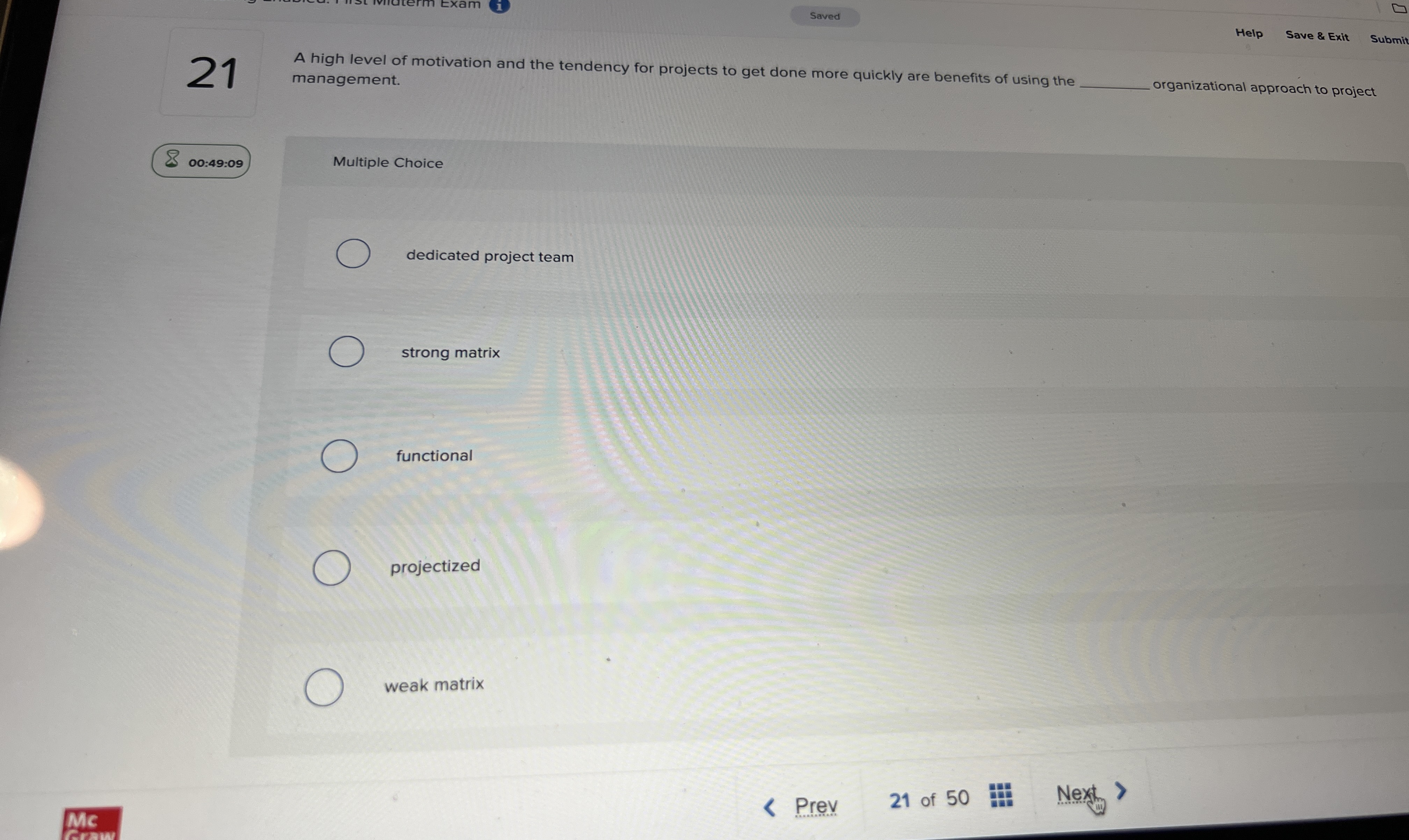 Saved Help Save & Exit Submit 21 A high level of