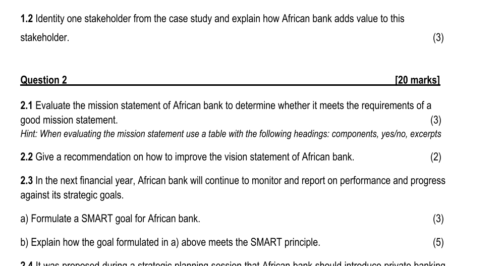  1.2 Identity one stakeholder from the case study and explain how