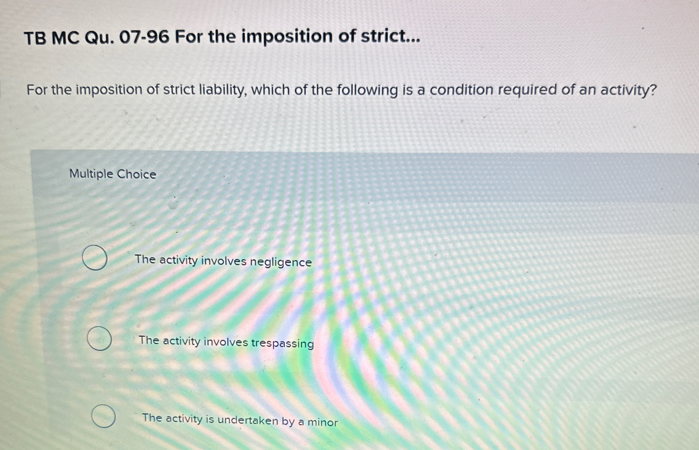  TB MC Qu.07-96 For the imposition of strict... For the imposition